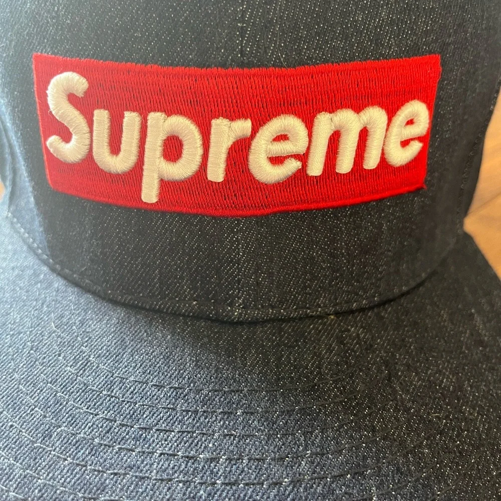 Supreme Dark Blue Hat with Red Logo NWOT - Picture 3 of 11